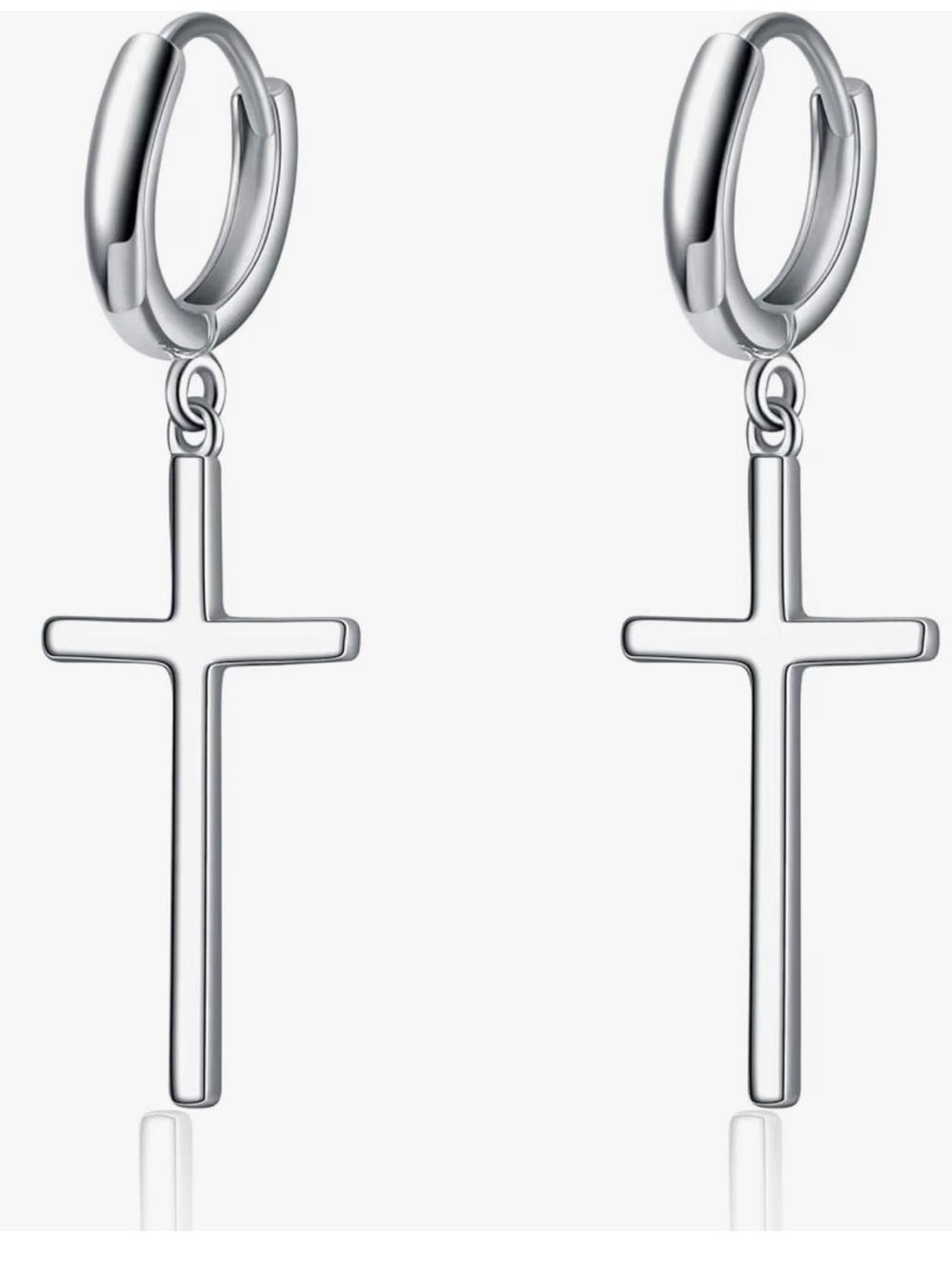 Chic & Artsy 925 SterlingSilver Gold Plated Cross Charm Dangle Huggie Hoops BNWT